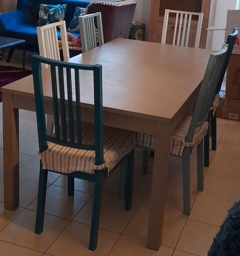 TABLE RECTANGULAIRE ET 6 CHAISES 250 Cognac (16)