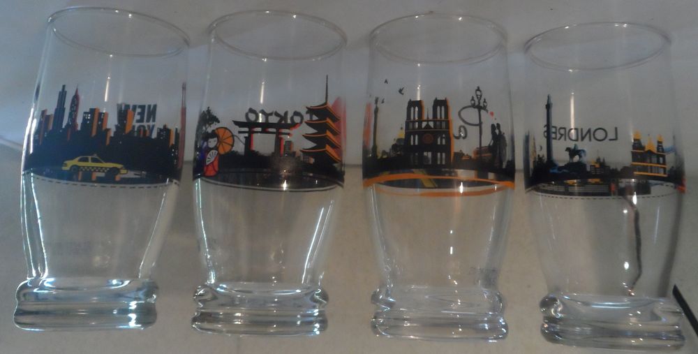 4 verres neufs num&eacute;rot&eacute;s s&eacute;rie sp&eacute;ciale collector 
Villes 