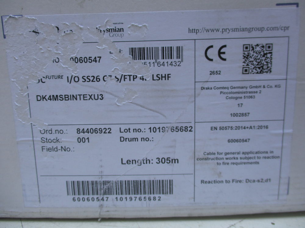 DRAKA Cat 7 SS26 S/FTP 4P LSHF Bricolage