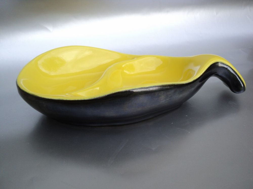 Coupe C&eacute;ramique Noir Jaune Vintage Style Chambost Dcoration