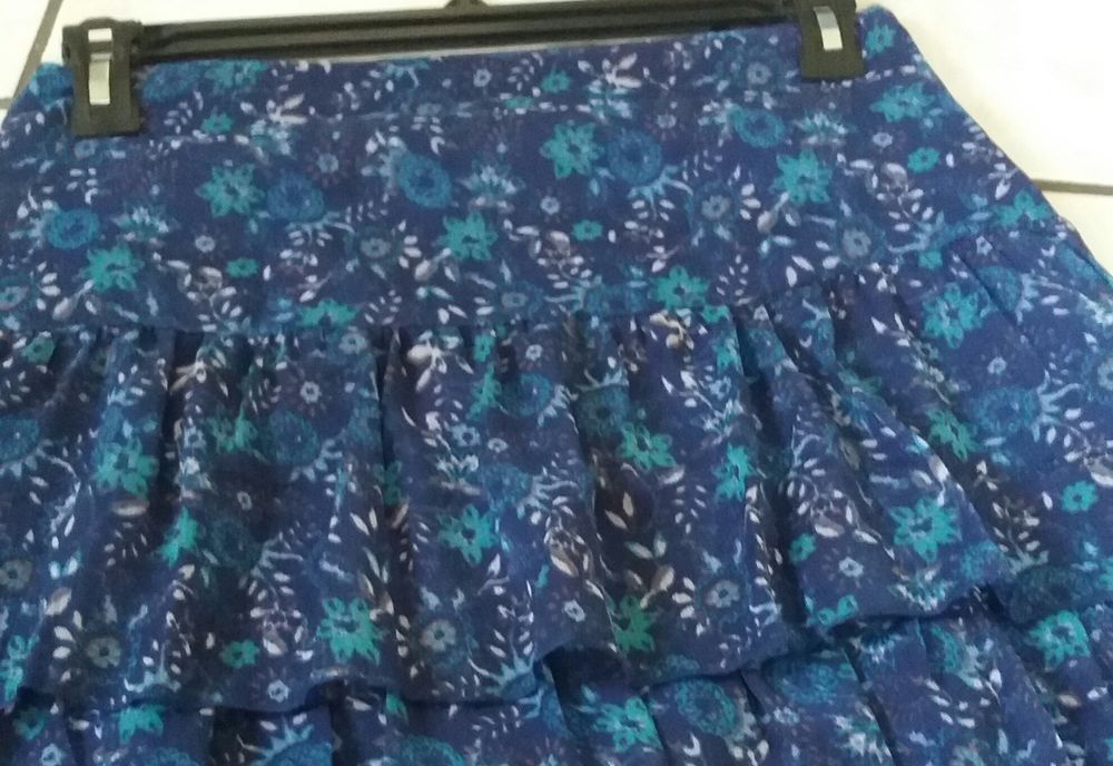 jupe voile bleue petites fleurs fleurie liberty Neuve - T 40 Vêtements