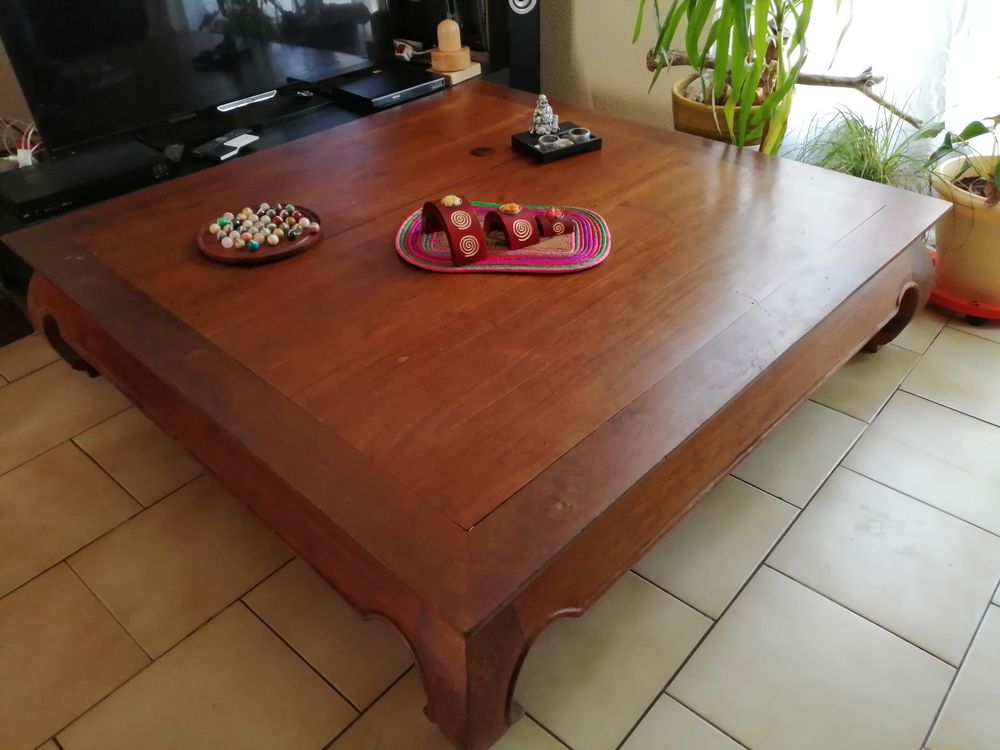 table basse de salon teck opium massif dimension 120X120 CM Meubles