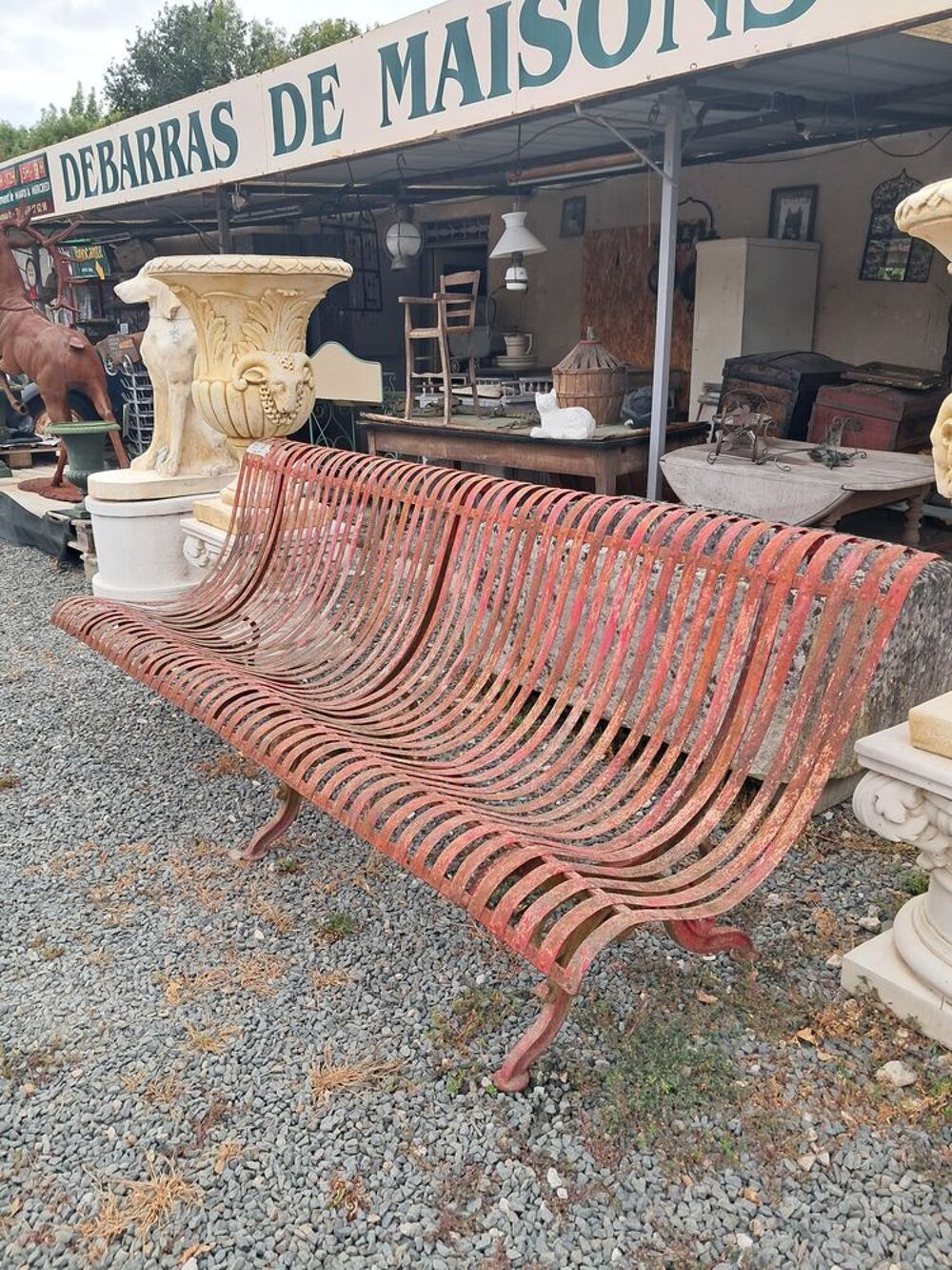 Banc de jardin ancien en fer et fonte Décoration