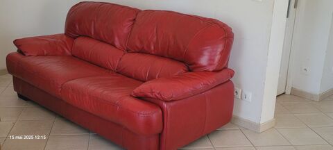 canap 3  cuir buffle rouge 250 Mernel (35)