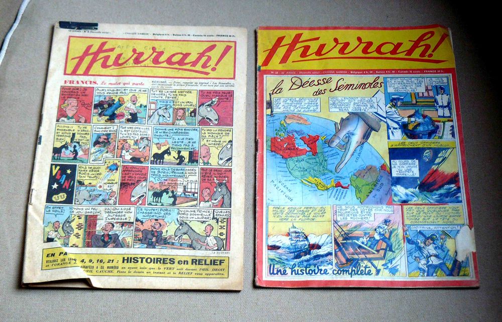 Revues anciennes : Hurrah N&deg; 8 et 54 - ann&eacute;es 50 Livres et BD