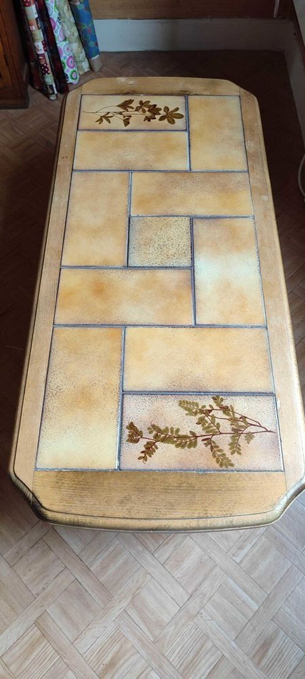 table basse bois et carrelage Meubles