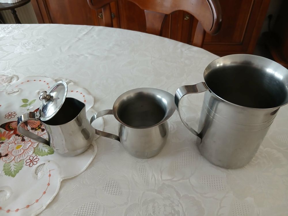  Lot trois pots 1 grand Guy Degrenne inox lourd N&deg; 1456 Cuisine