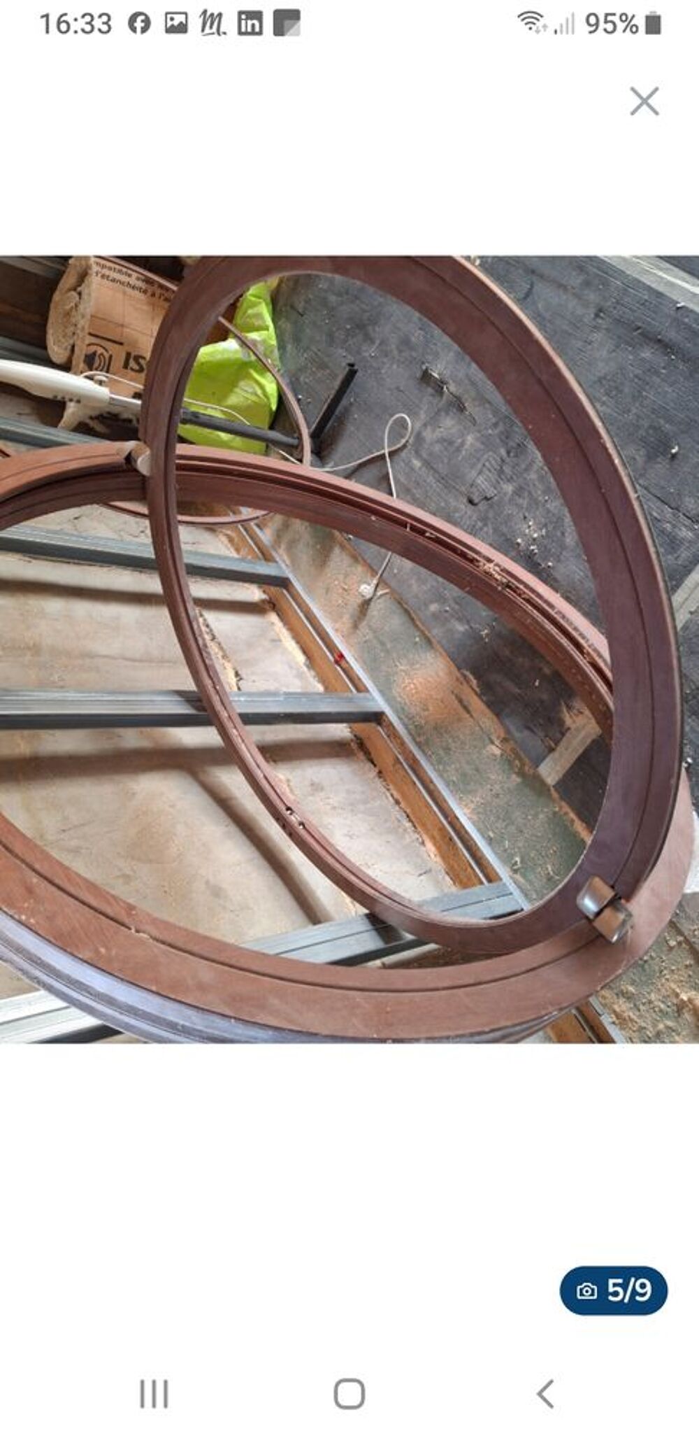 Oeil de boeuf ouvrant bois exotique 125 mm HT vitre 105 mm Bricolage