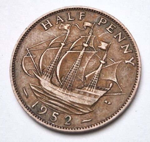 Pice de monnaie 1/2 penny George VI 1952 Royaume-Uni (1) 1 Cormery (37)
