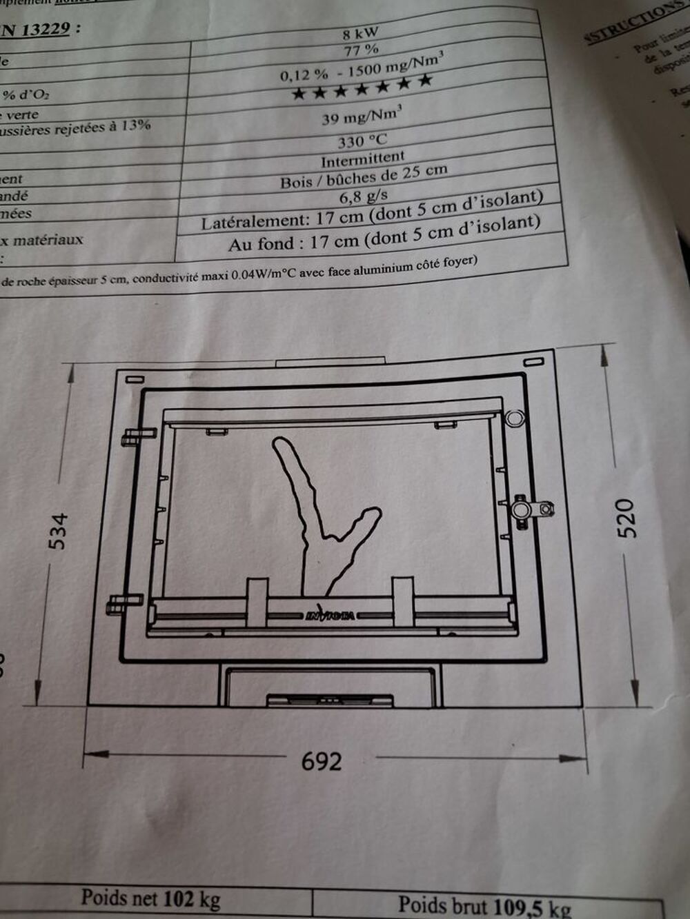 Insert foyer fonte neuf Bricolage