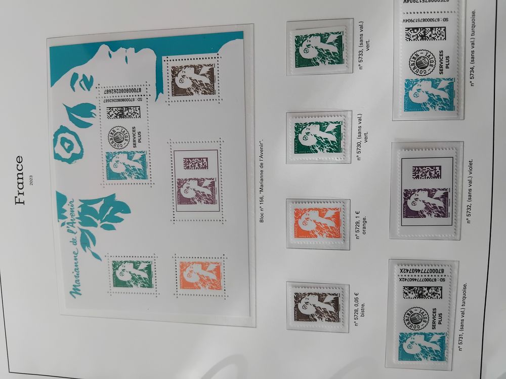 Timbres ann&eacute;e compl&egrave;te 2023 faciale 213 euros tous neufs 