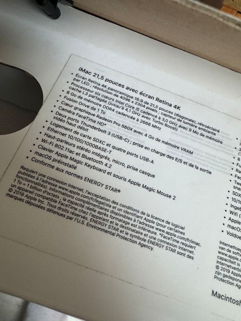 iMac 21,5 pouces avec &eacute;cran, Retina, 4K Matériel informatique