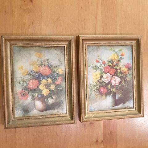 2 tableaux Nature morte : Bouquet de P. Sorel 14 X18cm 28 Antony (92)