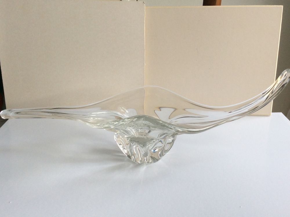 Coupe &agrave; fruits verre moul&eacute; forme allong&eacute;e L 50 cm Décoration