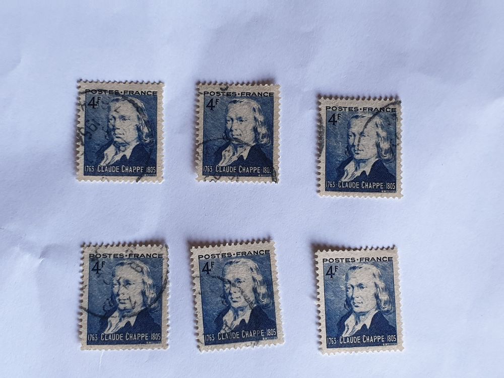Timbre france Claude Chappe 1944- lot 0.36 euro 