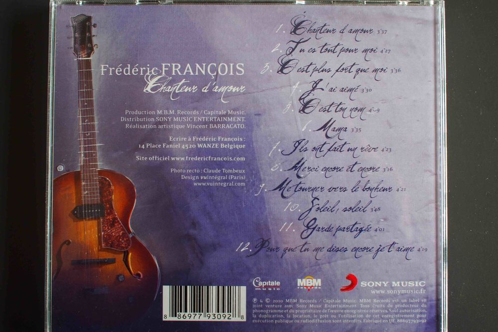 FREDERIC FRANCOIS, chanteur d'amour, CD et vinyles