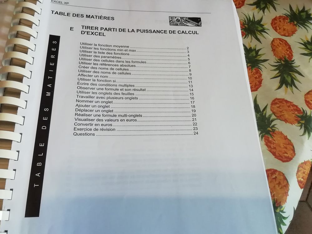 Cahier initiation EXEL XP stage FITEC Matériel informatique