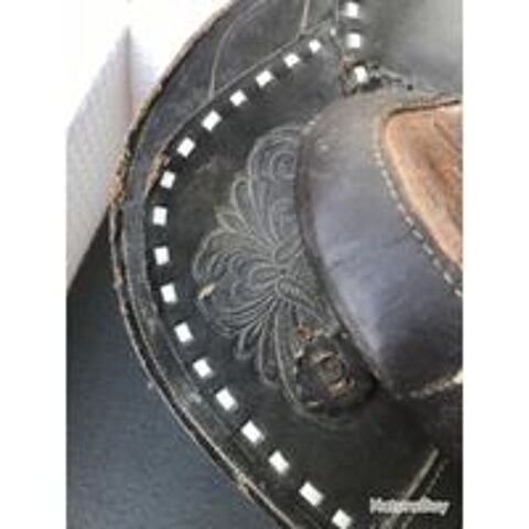   Vintage - selle western en cuir pour cheval - sans arons 