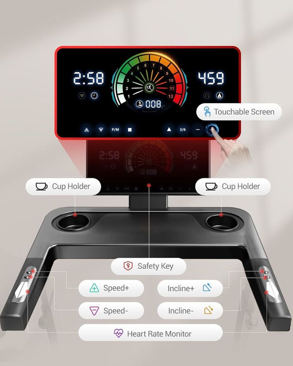 Tapis de Course, LONTEK, Inclinaison Automatique de 20%. Sports