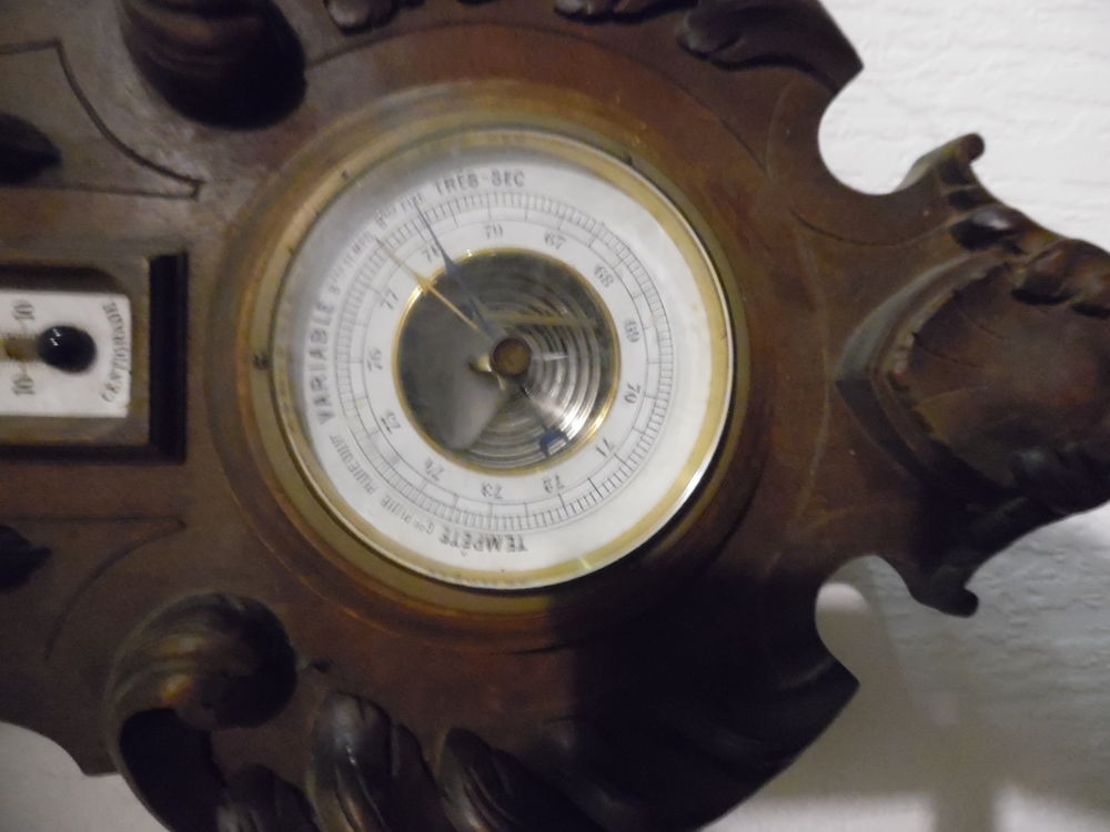 horloge pendule henri 2 barom&egrave;tre thermom&egrave;tre 19em avec clef 