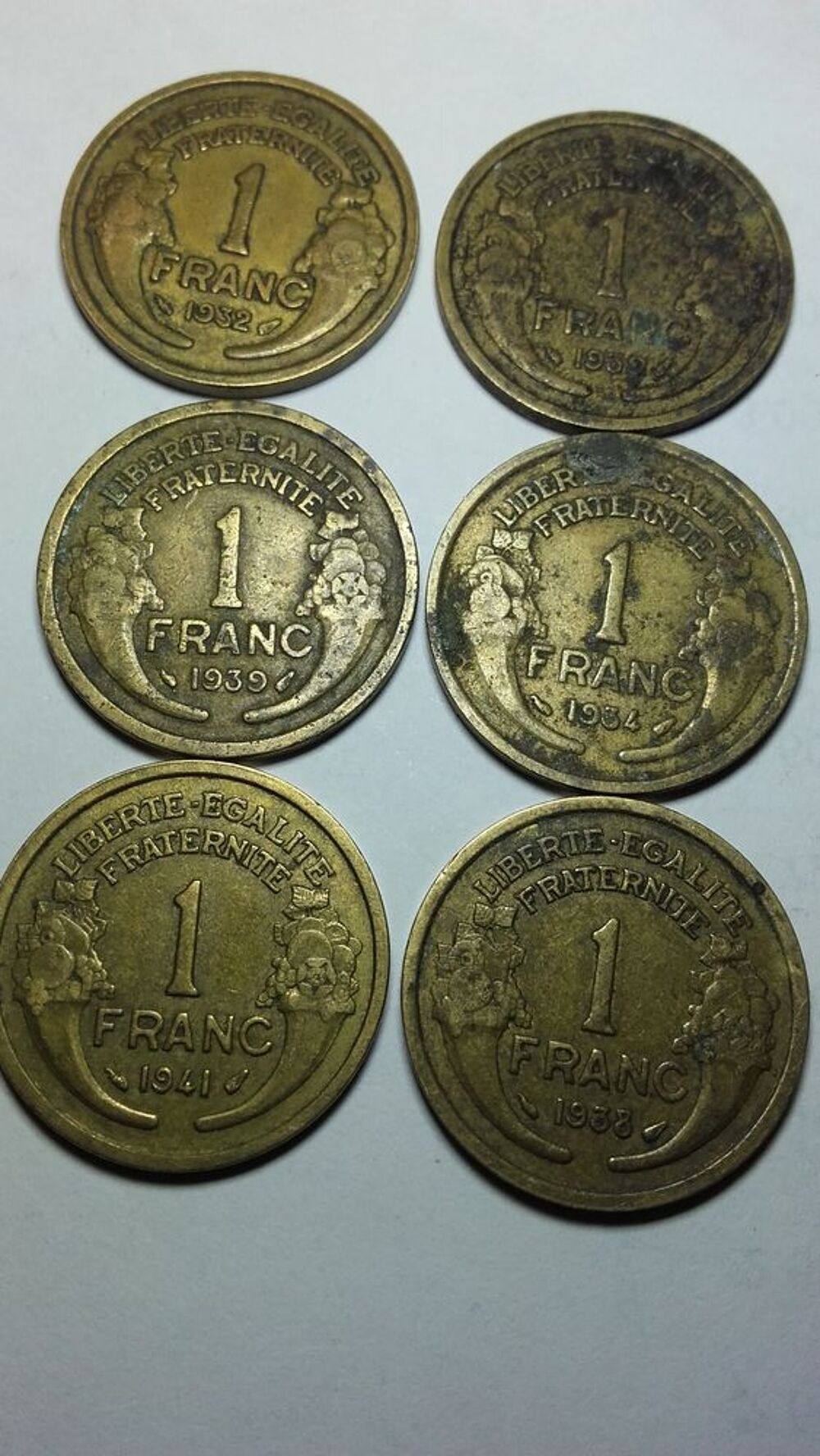 Lot de 12 pi&egrave;ces de 1 franc Morlon 