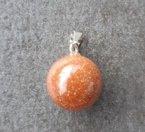 pendentif boule sphre orange  en pierre paillete 14 mm 5 La Seyne-sur-Mer (83)