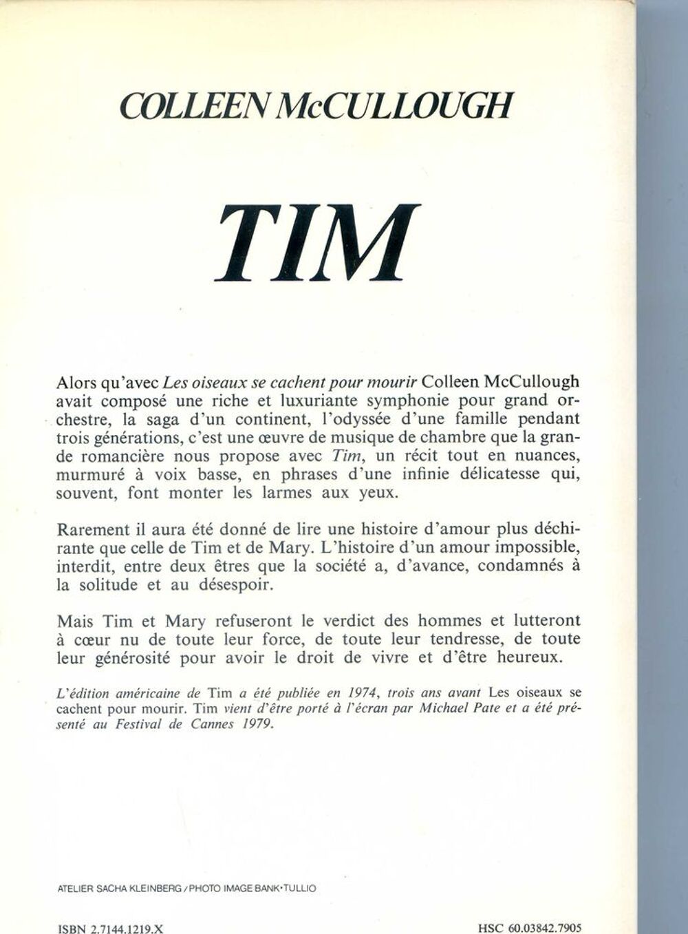 TIM - Colleen Mc Culough, Livres et BD