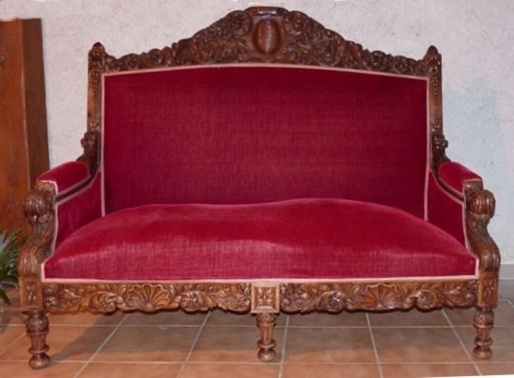 Banquette Canap&eacute; Salon ancienne style Louis XV 3 places Meubles