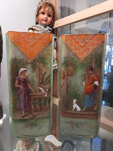 Paire de vases en pte de verre ancien 199 Chteau-l'vque (24)