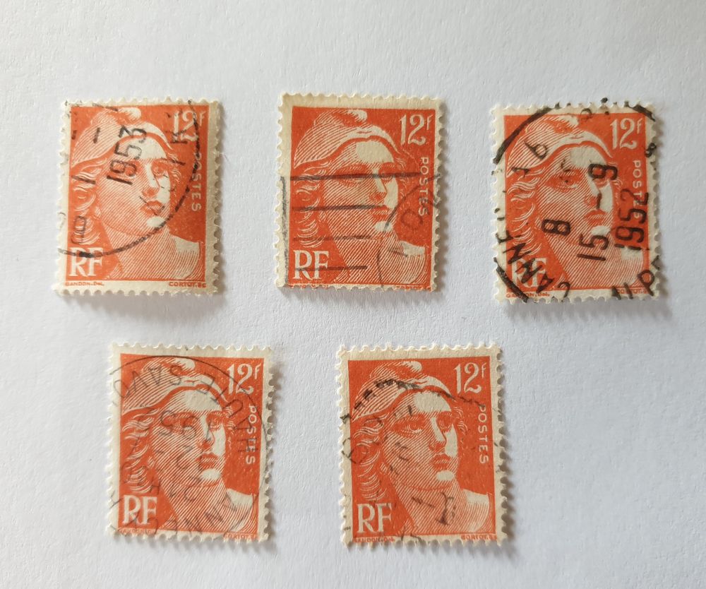 Timbre France Marianne de Gandon 12 F (1951) lot 0..25 euro 