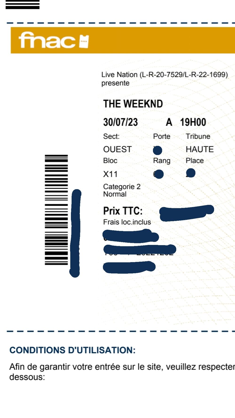 Billet the weeknd Billetterie