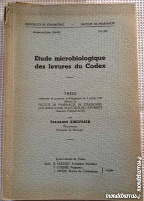 Etude microbiologique des levures  du Codex 6 Achenheim (67)