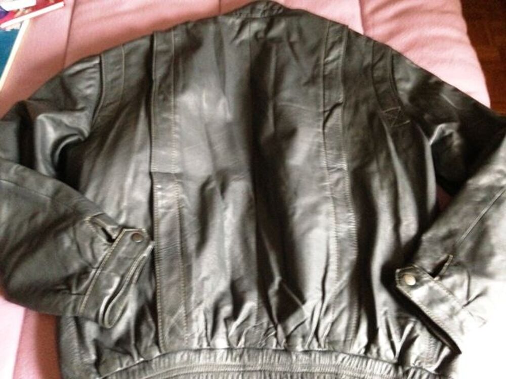 blouson en cuir coloris gris Vêtements