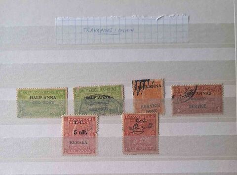 S�rie de timbres de collection de Travancore Cochin 20 Gap (05)