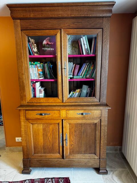 Buffet / bibliothèque 2 corps en chêne Pourlans (71)