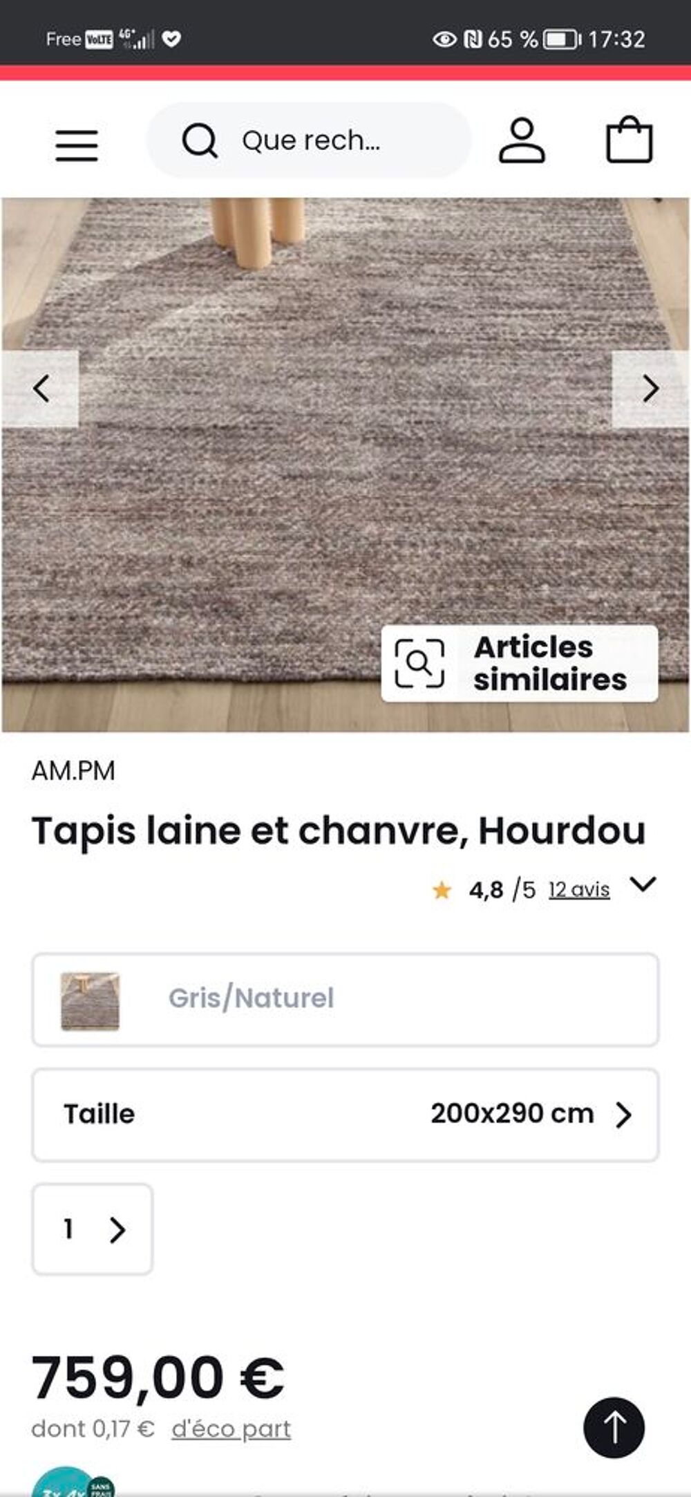 Tapis Salon laine et chanvre Décoration