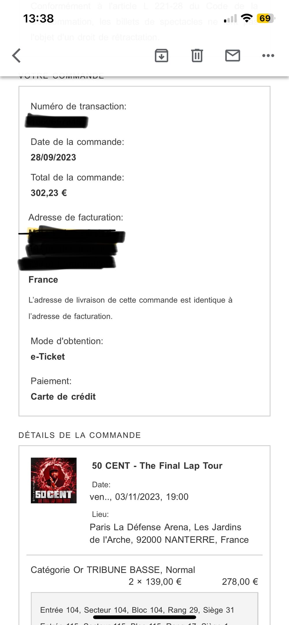 Place de concert 50 cent Billetterie