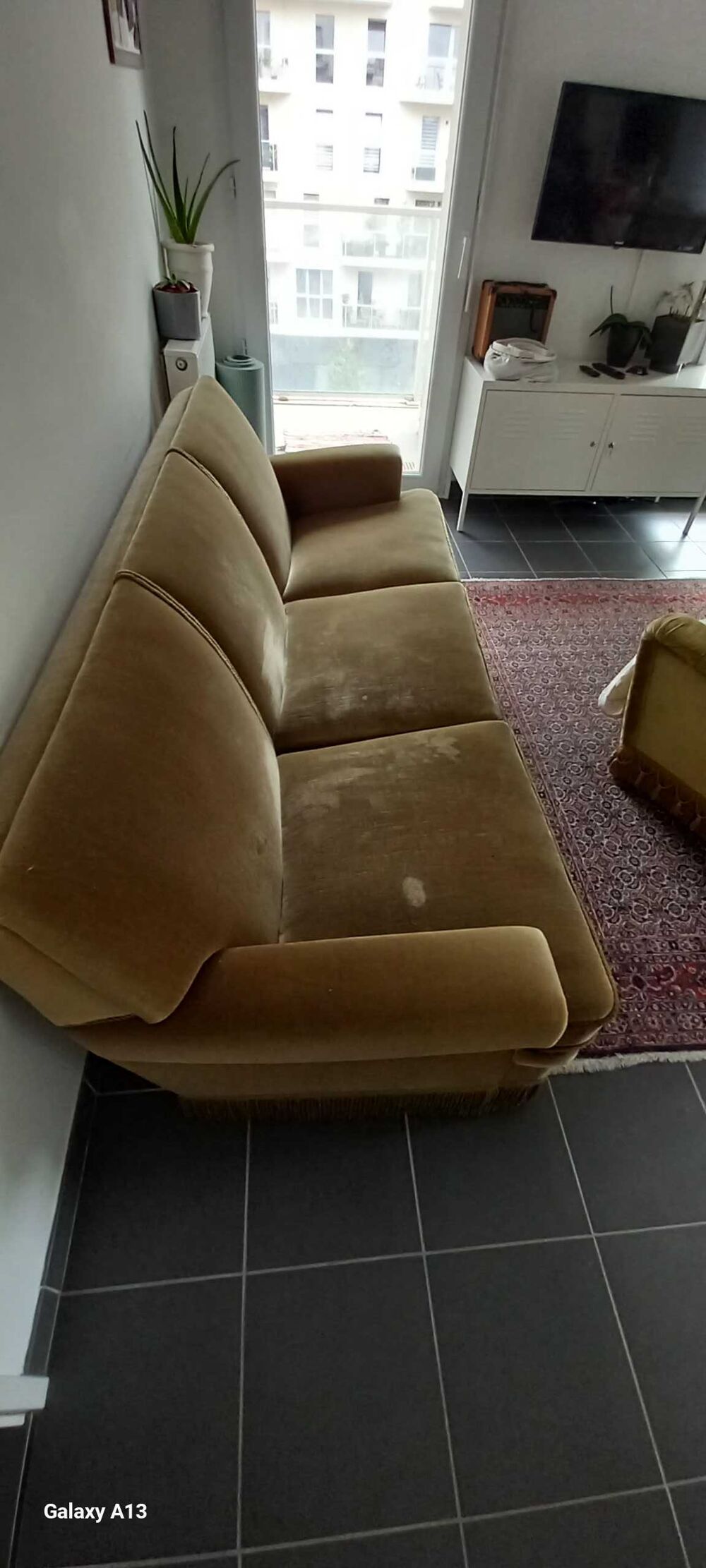 Canape velours vert Empire Meubles