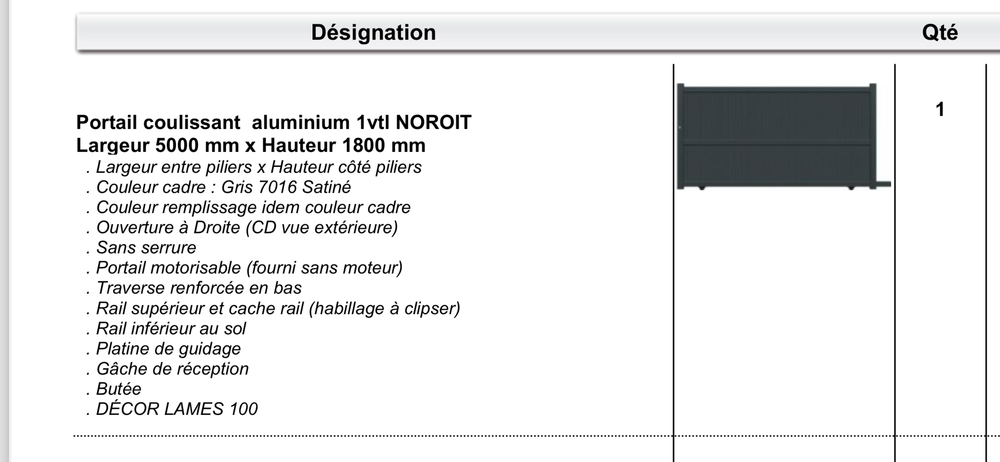 Portail coulissant neuf aluminium 5000X1800 Jardin