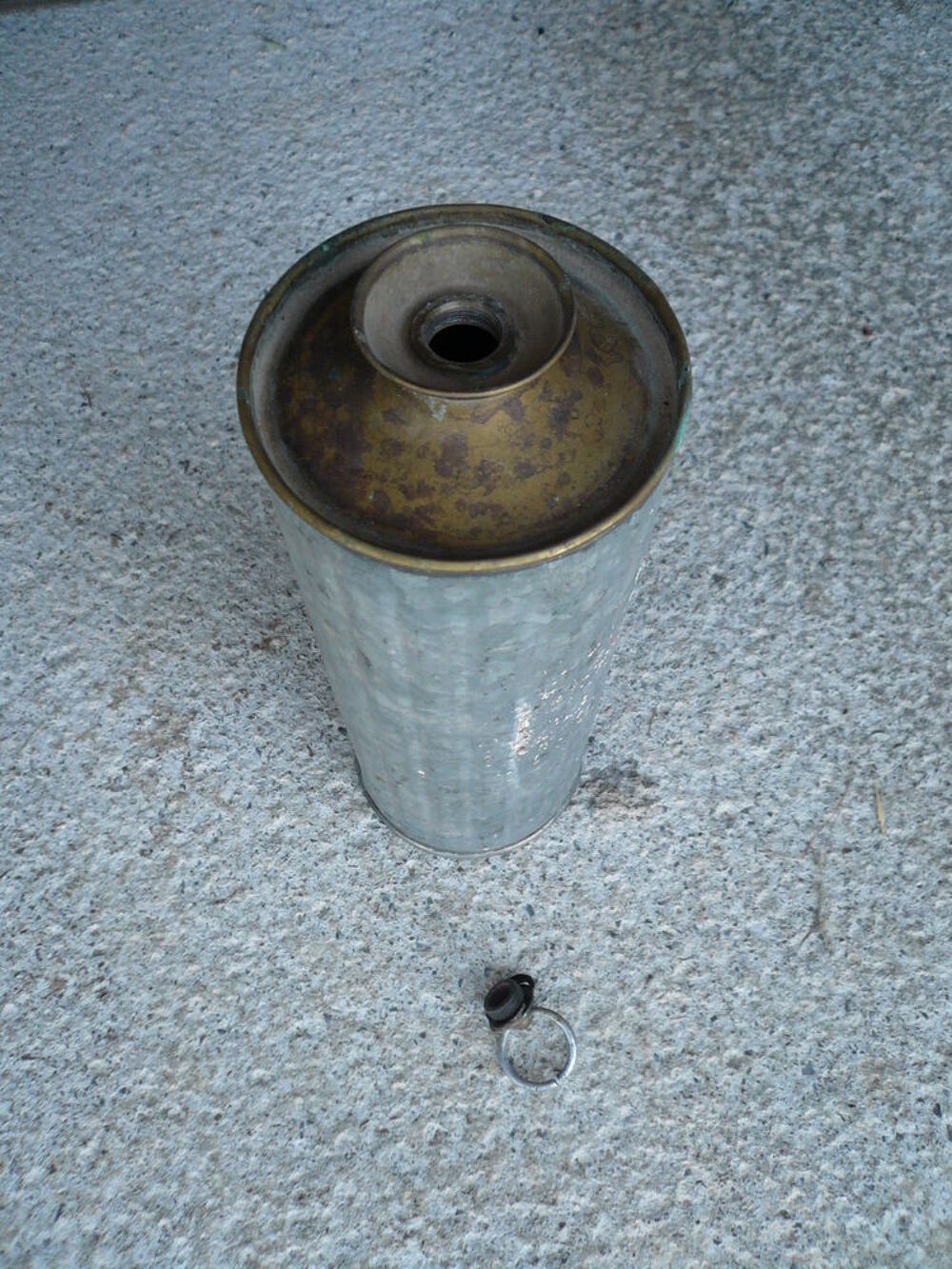 Ancienne gourde bouillotte en fer galvanis&eacute; Bricolage