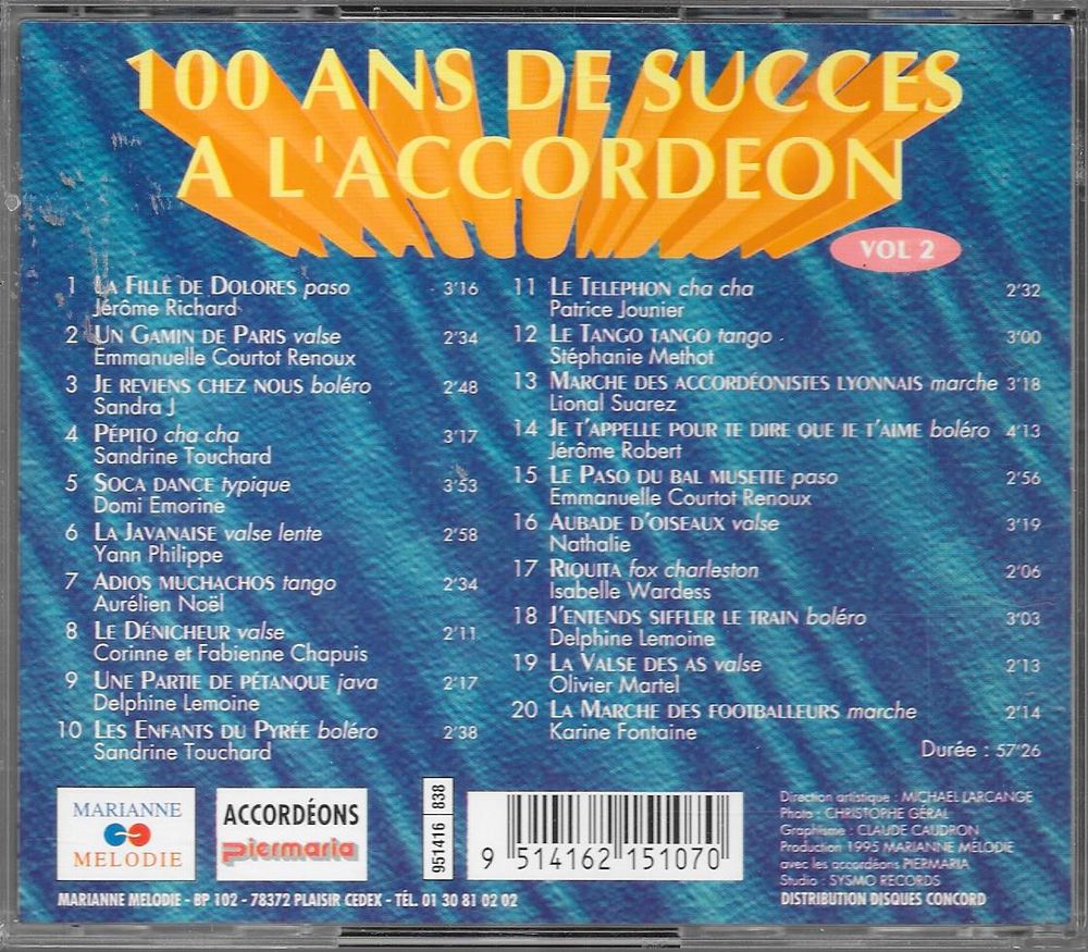 cd 100ans de succes a l accordeon vol 2 CD et vinyles