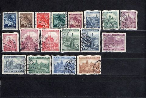 Boh�me et Moravie s�rie compl�te n�20 � 37 oblit�r�s 5 Vignoux-sur-Barangeon (18)