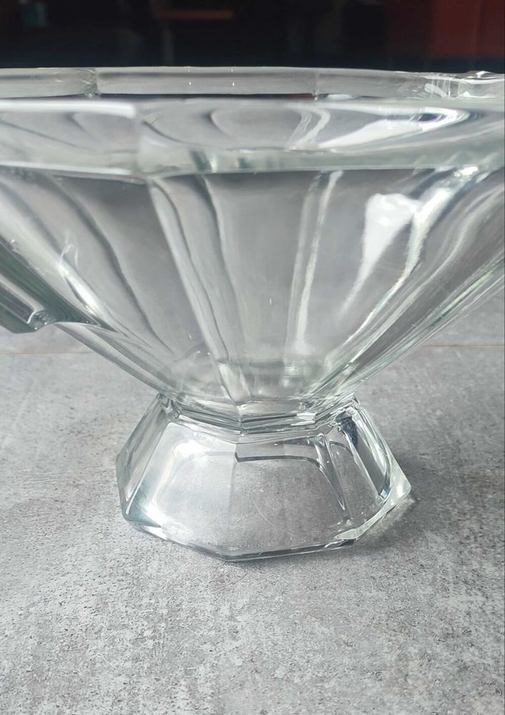Coupe en verre &eacute;pais grav&eacute;e Slovakia Style Art D&eacute;co 