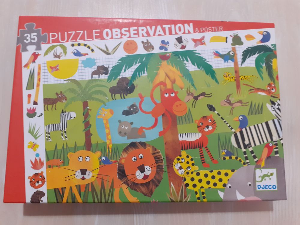 Puzzle Observation &amp; Poster &quot;La jungle&quot; 35 pi&egrave;ces de Djeco Jeux / jouets