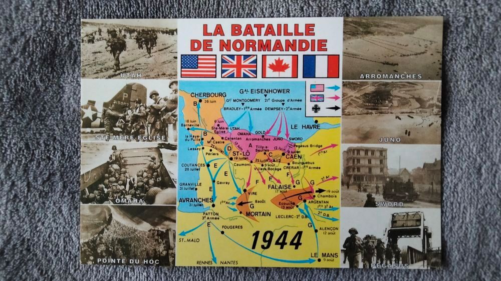 Lot 6 cartes postales touristiques D&eacute;barquement Normandie 
