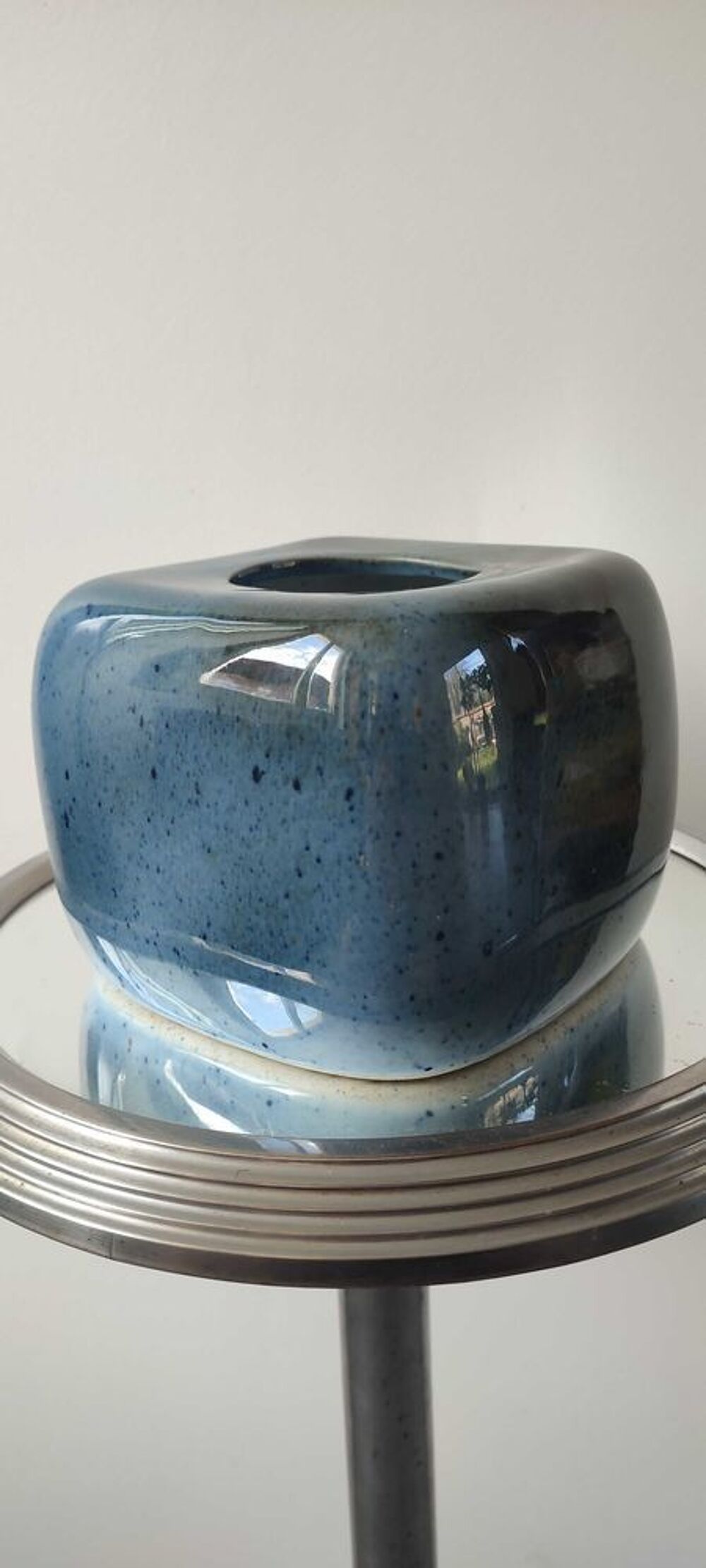 Bougeoir cube porcelaine Virebent Vintage ann&eacute;es 60 
