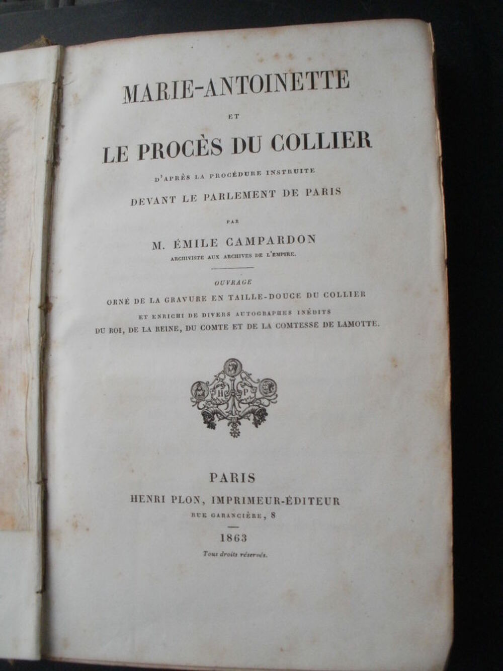 Emile CAMPARDON Marie Antoinette et le proc&egrave;s du collier Livres et BD