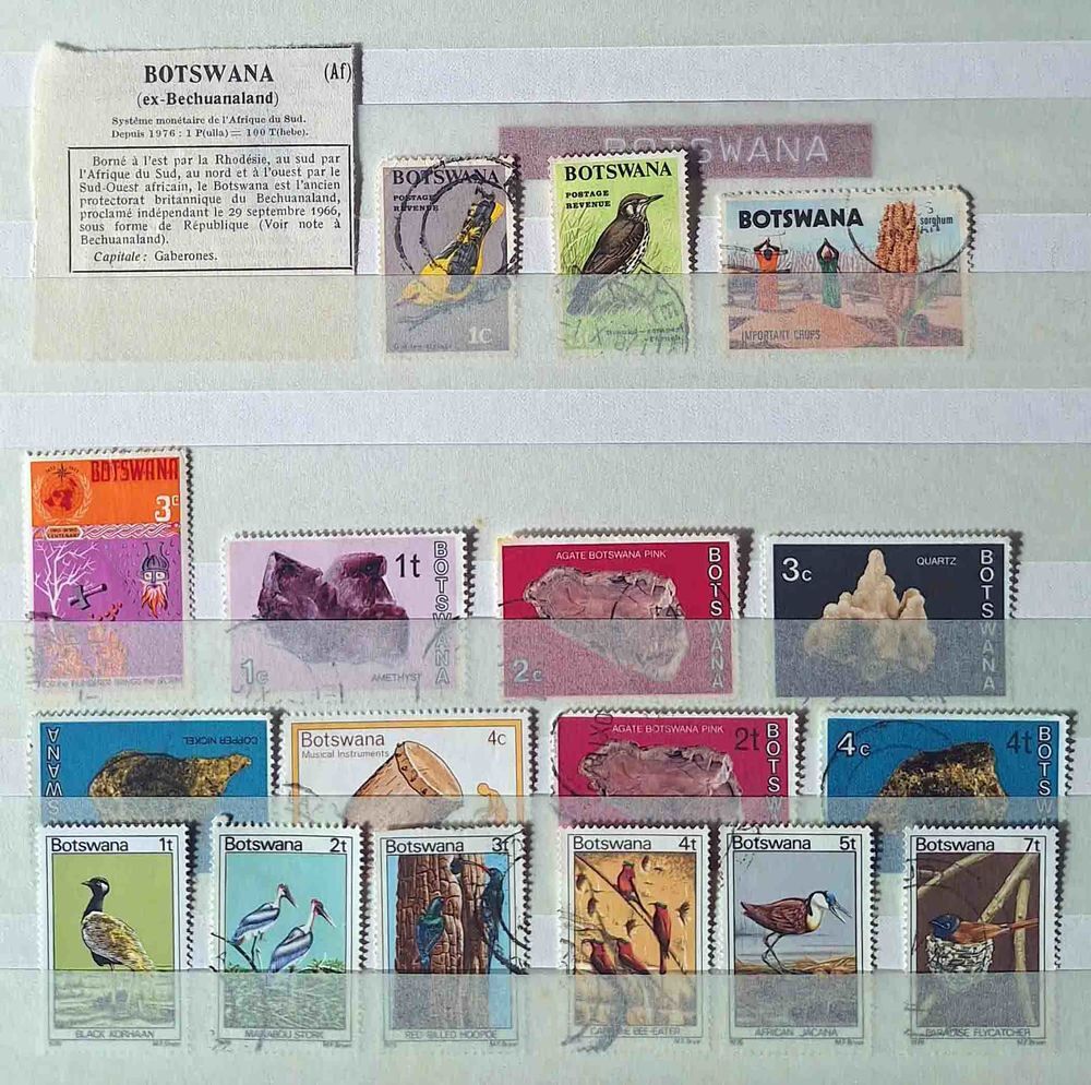 S&eacute;rie de timbres de collection du Botswana 