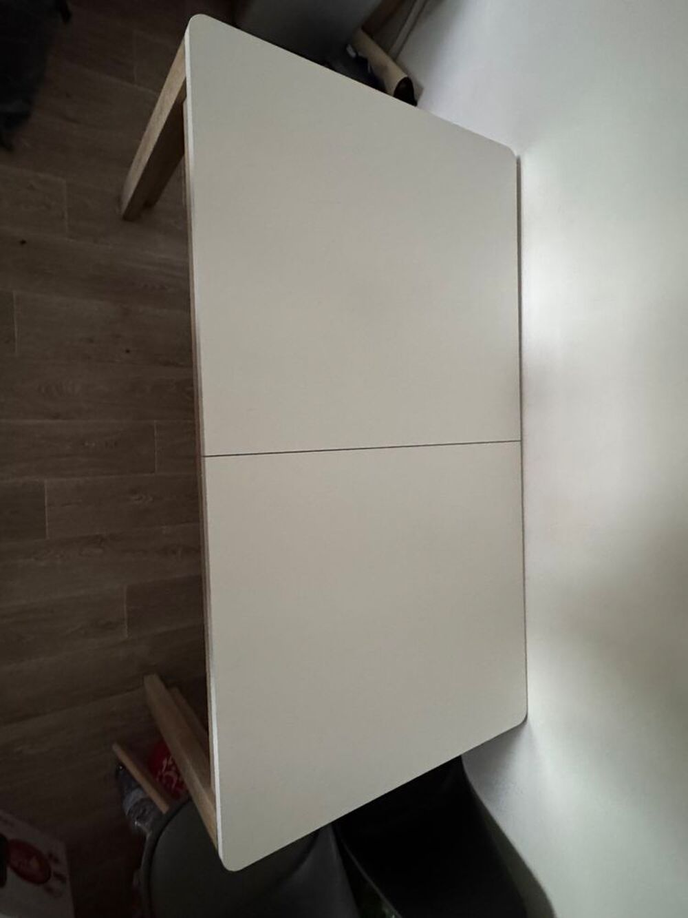 Table blanche et bois avec rallonge Meubles