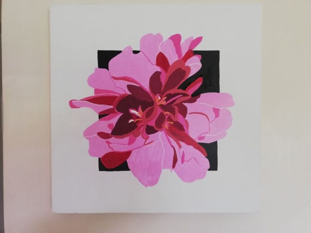 Tableau d&eacute;coratif peinture acrylique fleurs 3 D Décoration